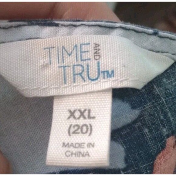 Time And Tru Linen Blend V-Neck Tank Top Sleeveless Floral Cruise Size XXL‎ (20) - Picture 3 of 5